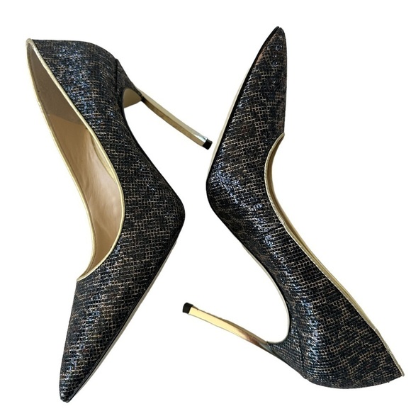 Enzo Angiolini Infinity Metallic Leopard Print Pointed Toe Heels - Picture 3 of 12